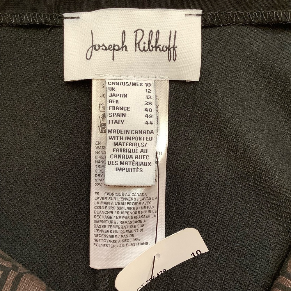 JOSEPH RIBKOFF Geometric Flare Trousers Black Brown 10 Stretch Knit - Picture 10 of 13